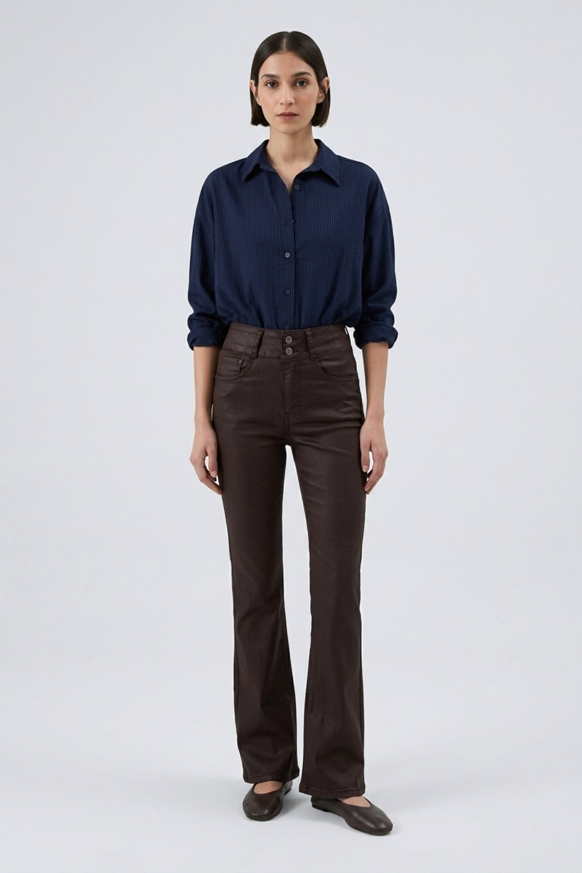 Pensli Geniş Kemerli Kot Pantolon 7151 Kahve Pantolon XLove Jeans 