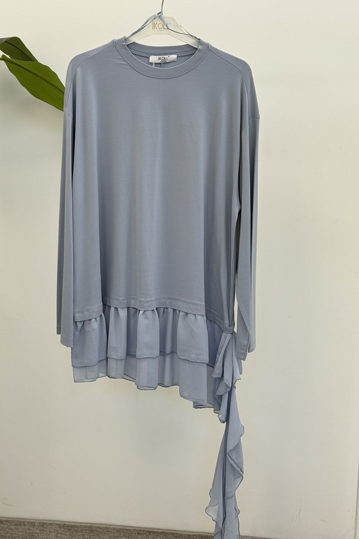Şifon Garnili Tunik 0037577 - Mavi Tunik İKOLL 