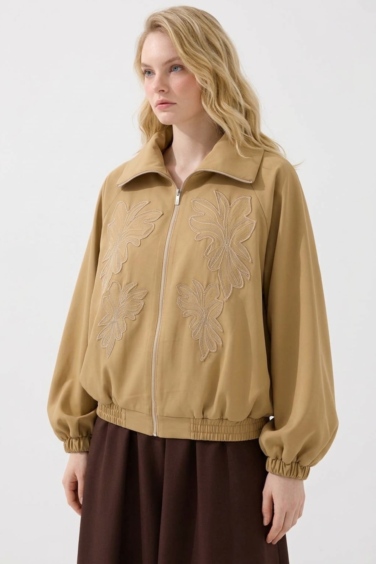 Çiçek Nakış Baskılı Kap 9316 Camel Kap JUPE STORE 
