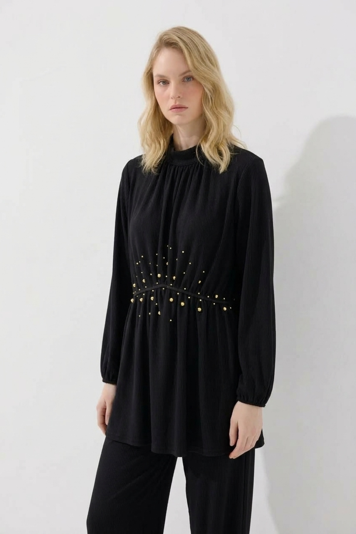 Bel Taş Baskılı Pantolonlu Takım 8680 Siyah Takım JUPE STORE 