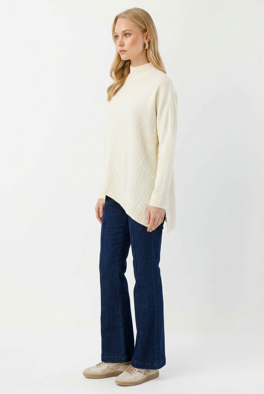 Ghisa Yarasa Kol Balıkçı Yaka Tunik 4193 Ekru Tunik GHİSA 