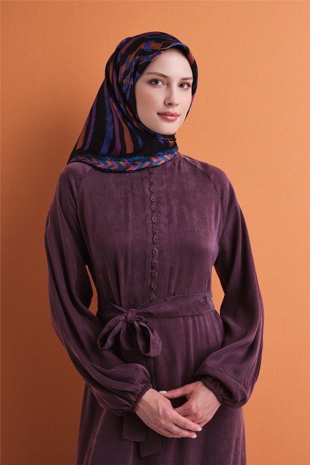 Armine Dj Saf Jakar İpek Eşarp 9607D (J) - Siyah Eşarp ARMİNE 