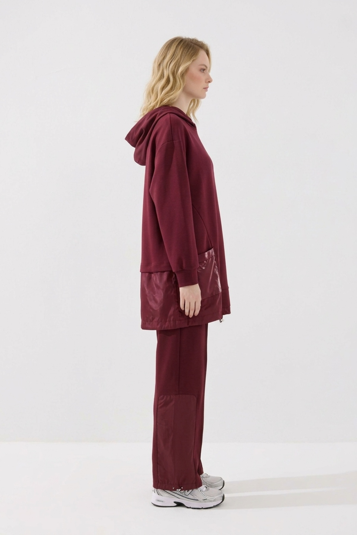 Kapüşon Detaylı Pantolonlu Takım 14539 Burgundy Takım PUANE 