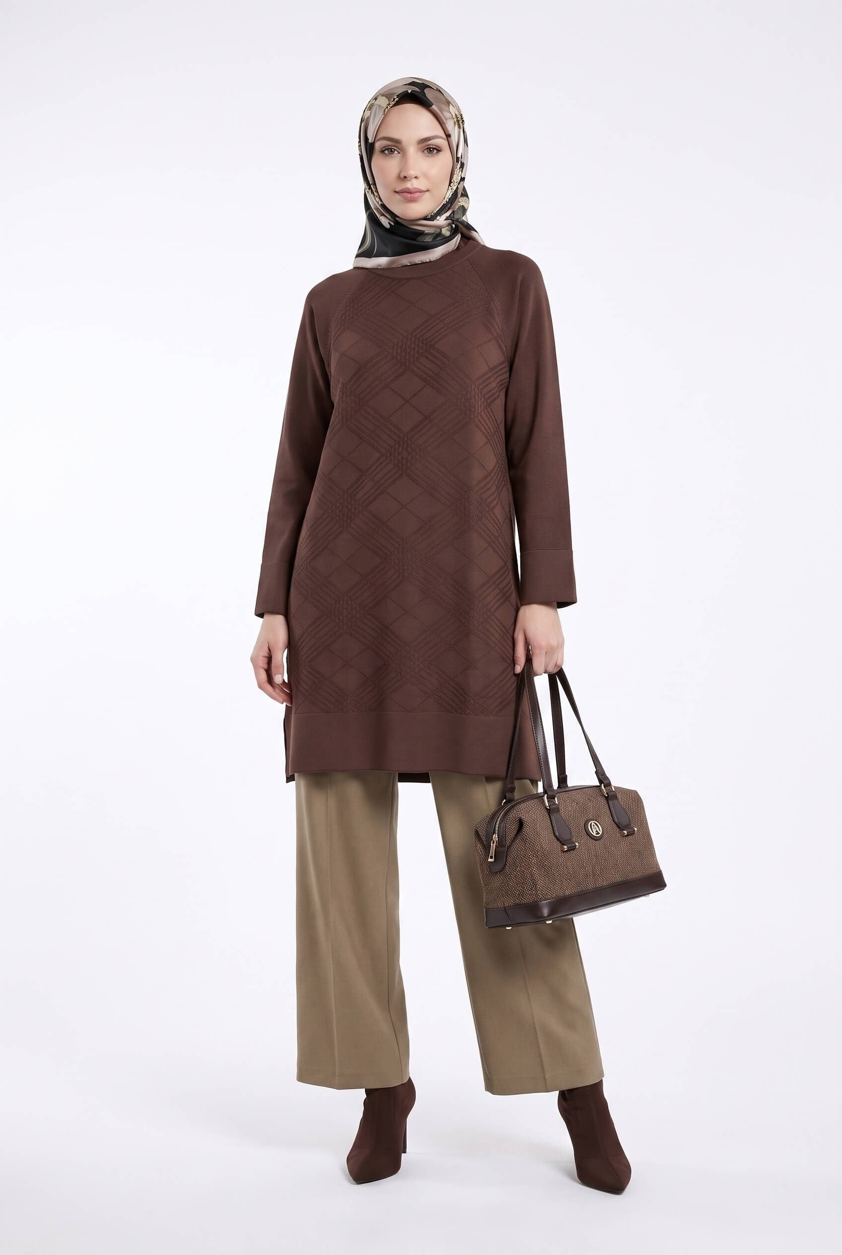 Armine Trend 26KTD411 Geniş Baklava Detaylı Tunik Mocha Tunik ARMİNE TREND 