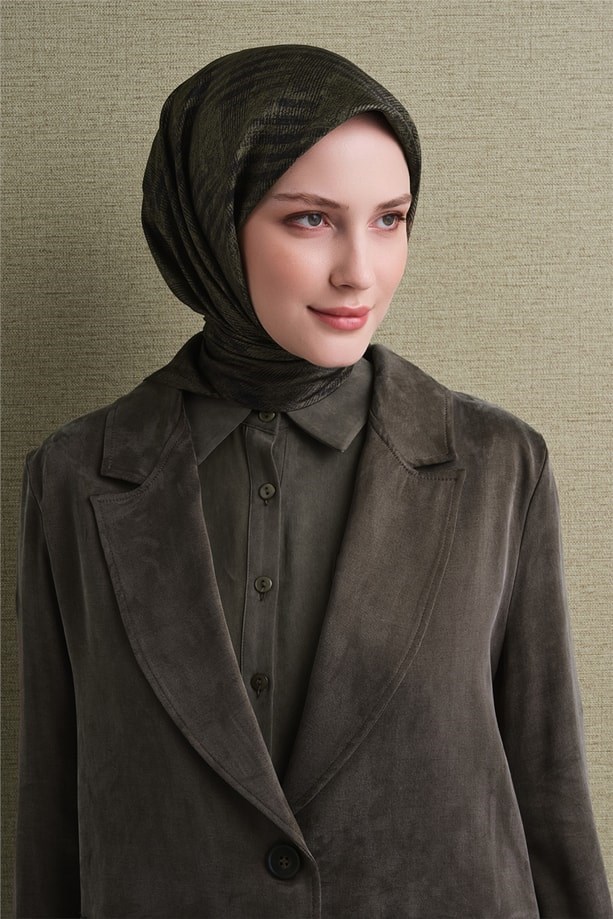 Armine Dj Saf Twill İpek Eşarp 9628D (T) - Haki Eşarp ARMİNE 