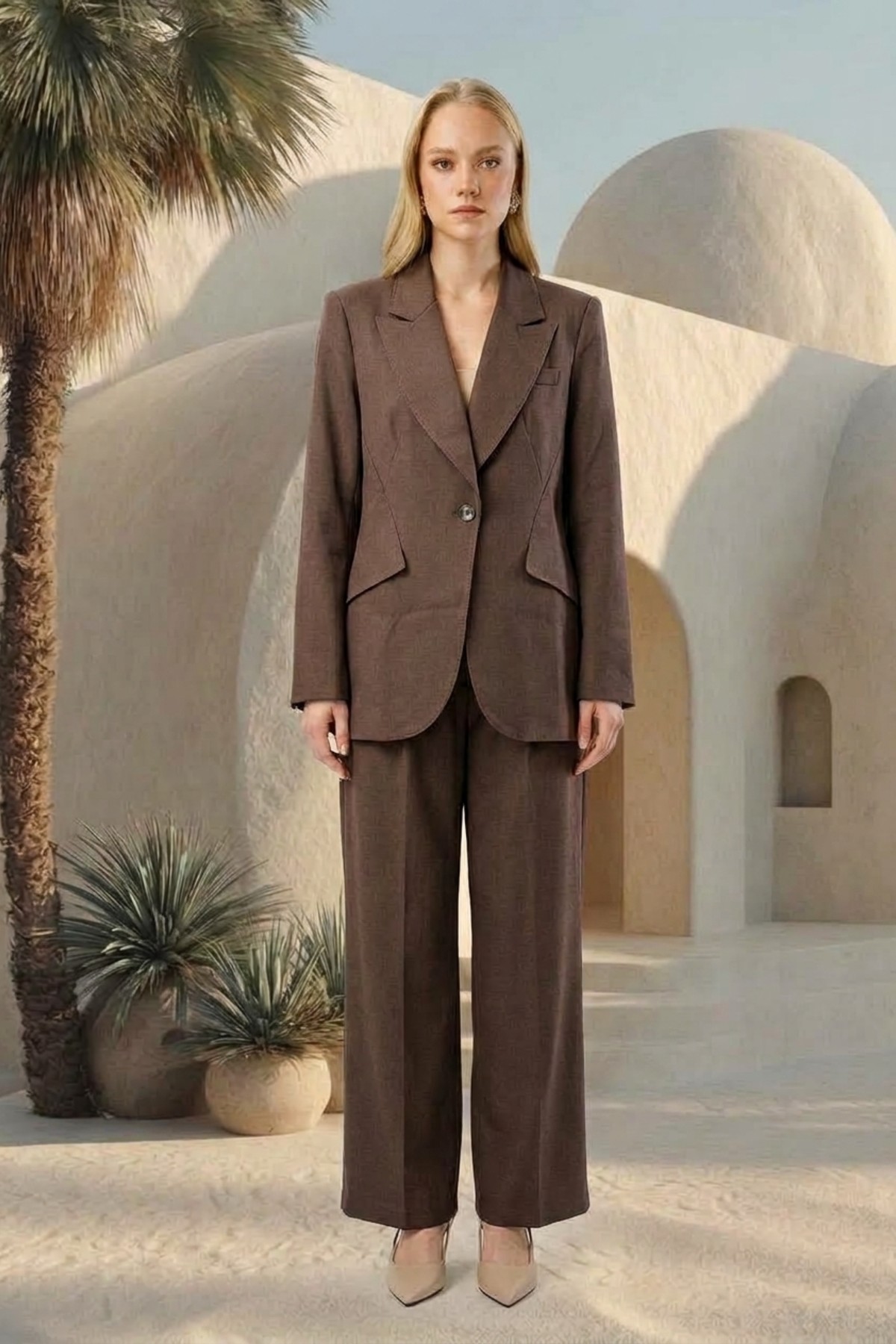 Ghisa Blazer Ceketli Pantolonlu Takım 9415 Kahve Takım GHİSA 