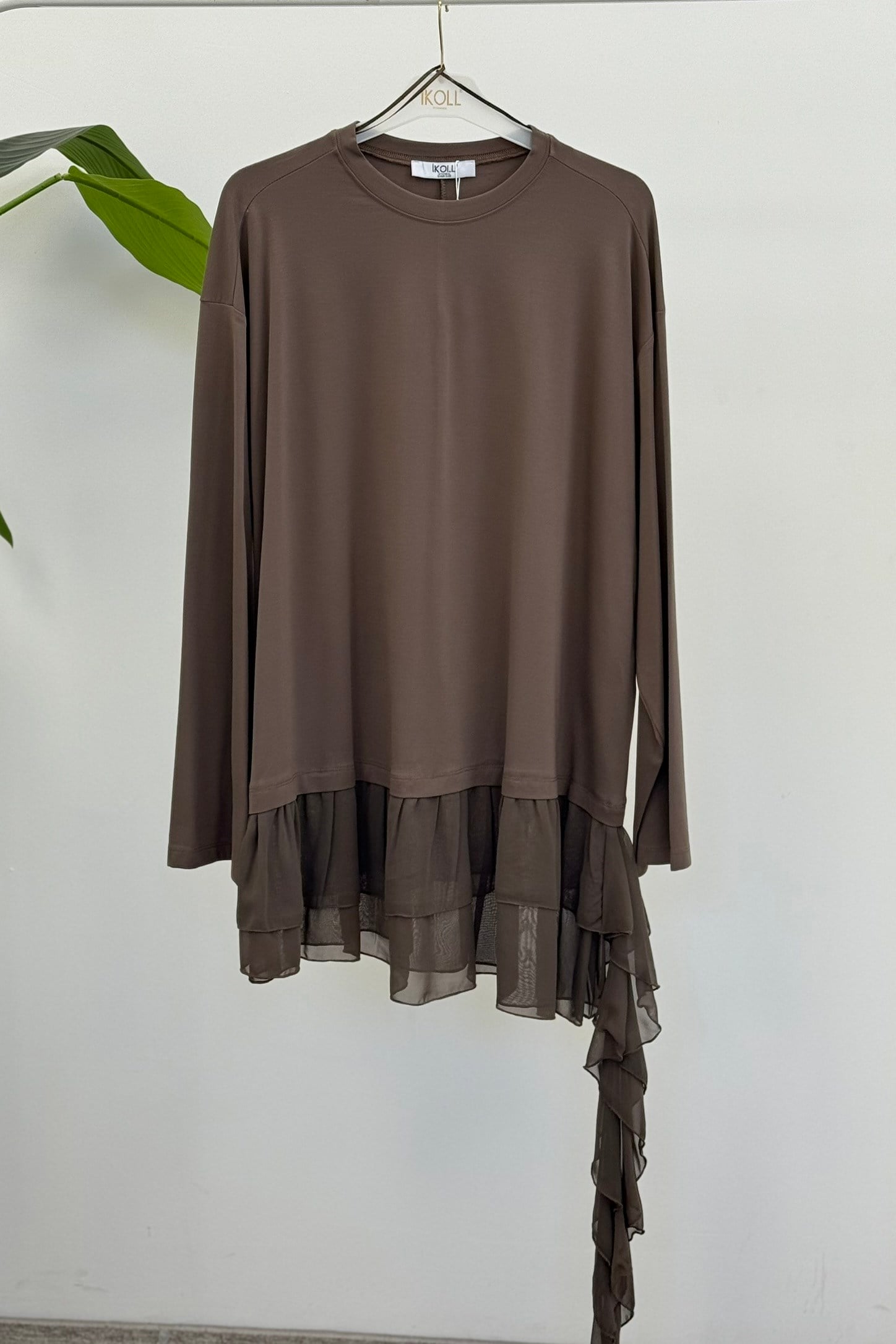 Şifon Garnili Tunik 0037577 - Vizon Tunik İKOLL 