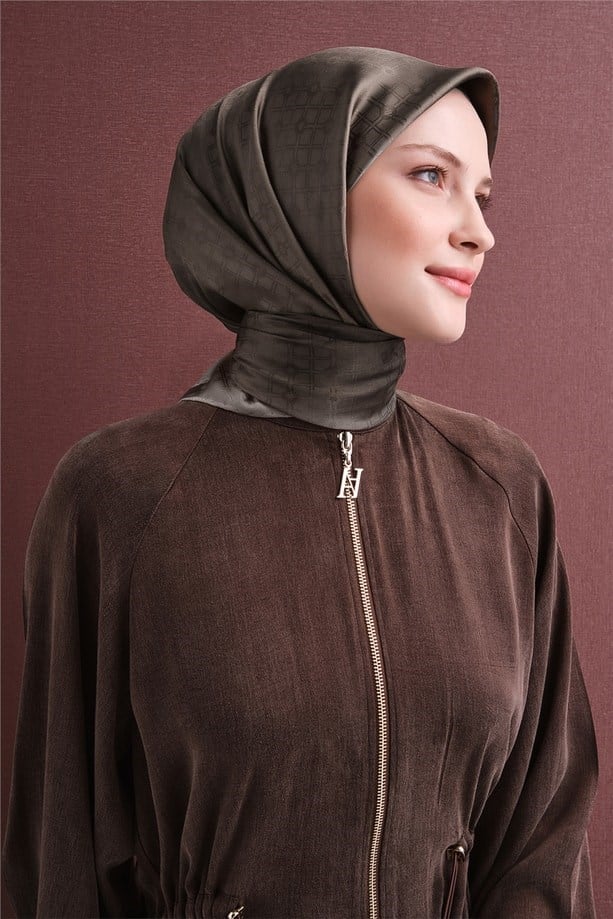 Armine Dj Saf Jakar İpek Eşarp 9647D (J) - Vizon Eşarp ARMİNE 