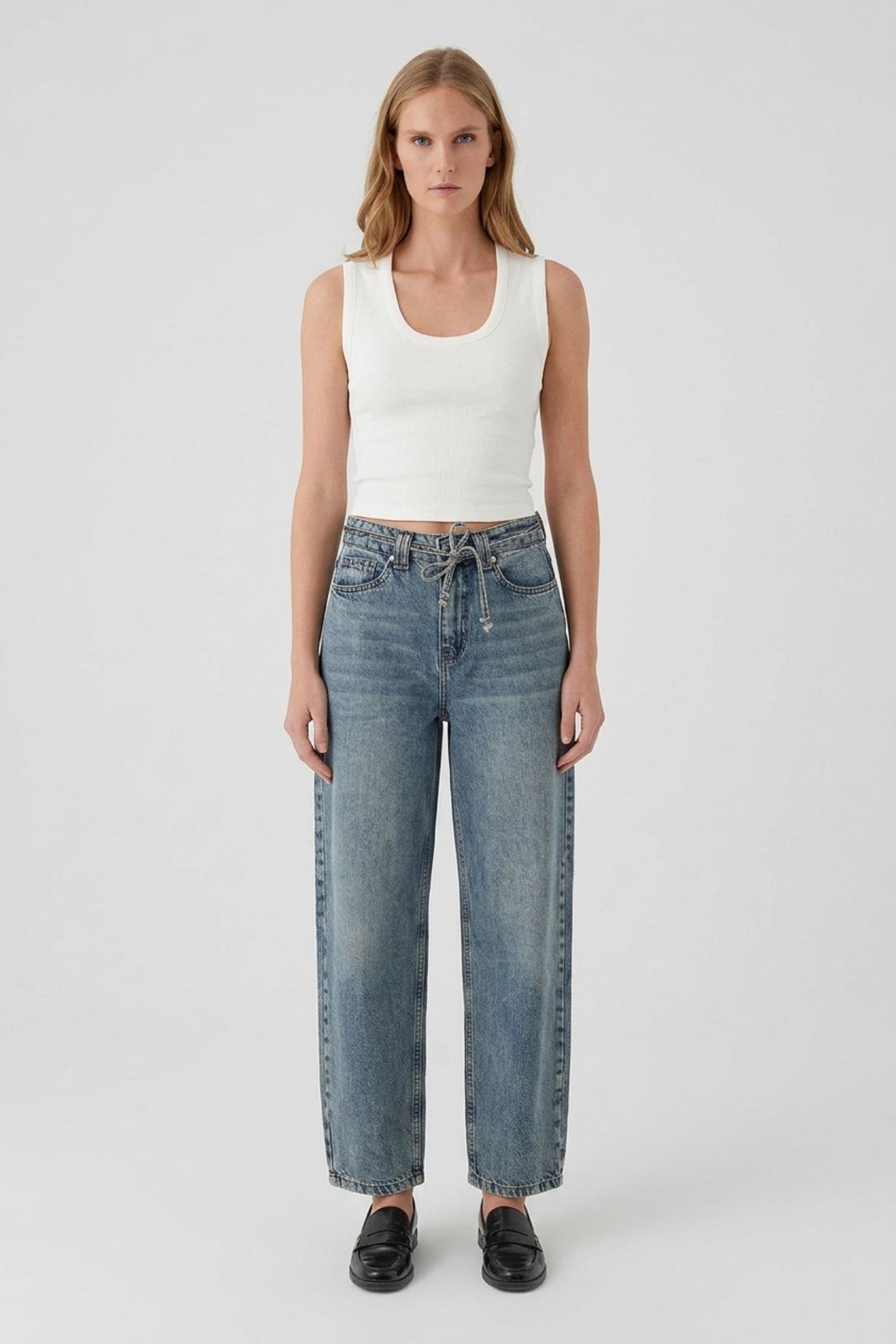 Likrasız Mom Kot Pantolon 7057 Açık Mavi - Tintli Pantolon XLove Jeans 