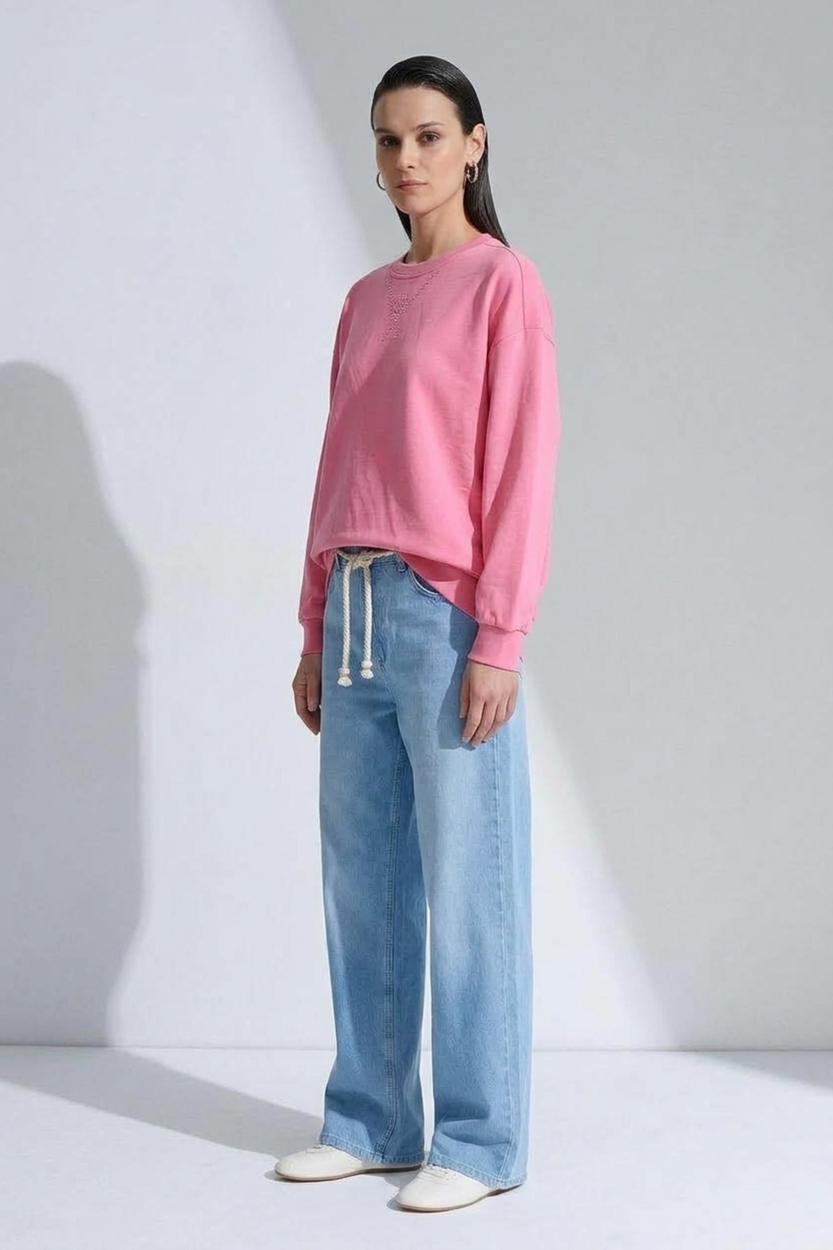 Taş Ve Nakış Detaylı S-Shırt 0038045 Pembe Tunik İKOLL 