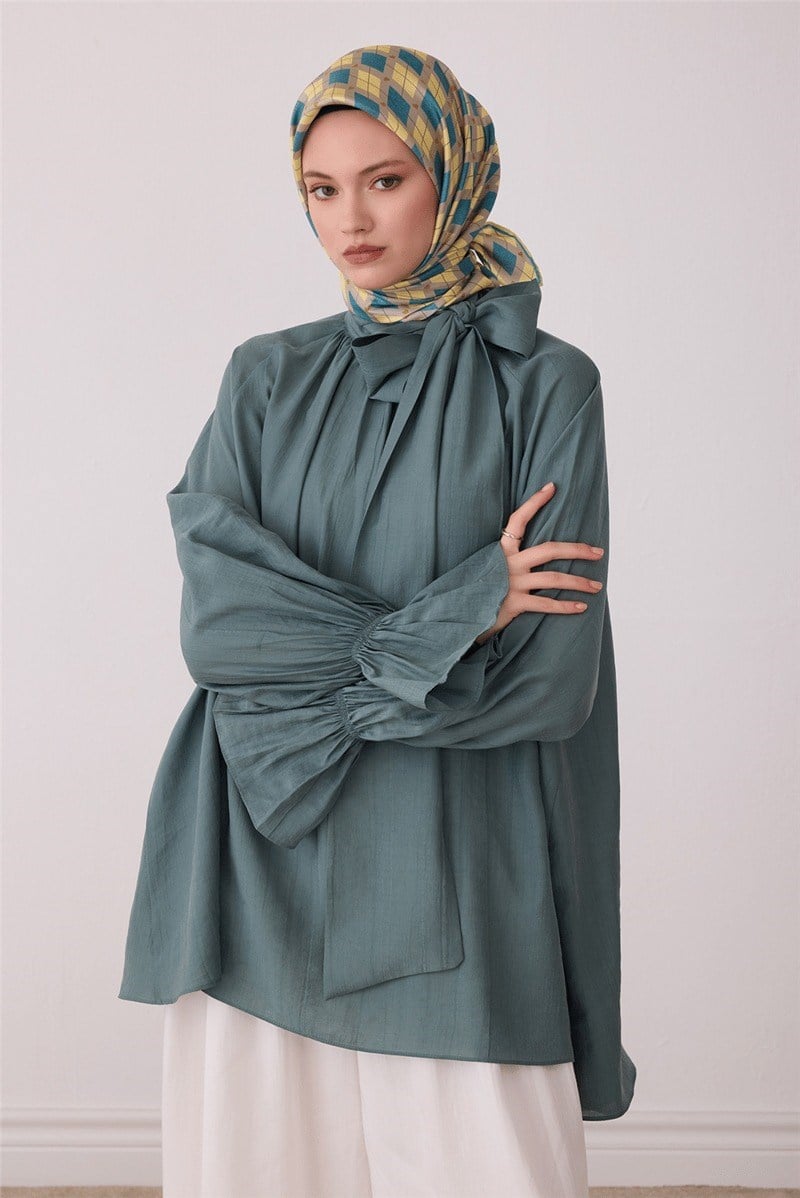 Belli 4408 Art Deco Blok Geometrik %100 Twill İpek Eşarp - Taş Eşarp BELLI 