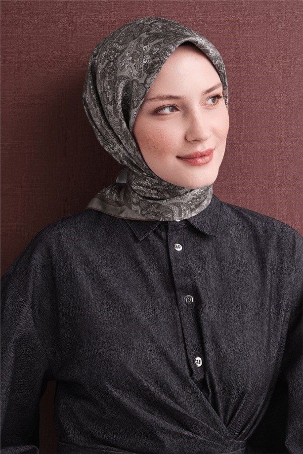 Armine Dj Saf Twill İpek Eşarp 9609D (T) - Taş Eşarp ARMİNE 
