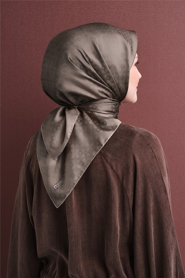 Armine Dj Saf Jakar İpek Eşarp 9647D (J) - Vizon Eşarp ARMİNE 