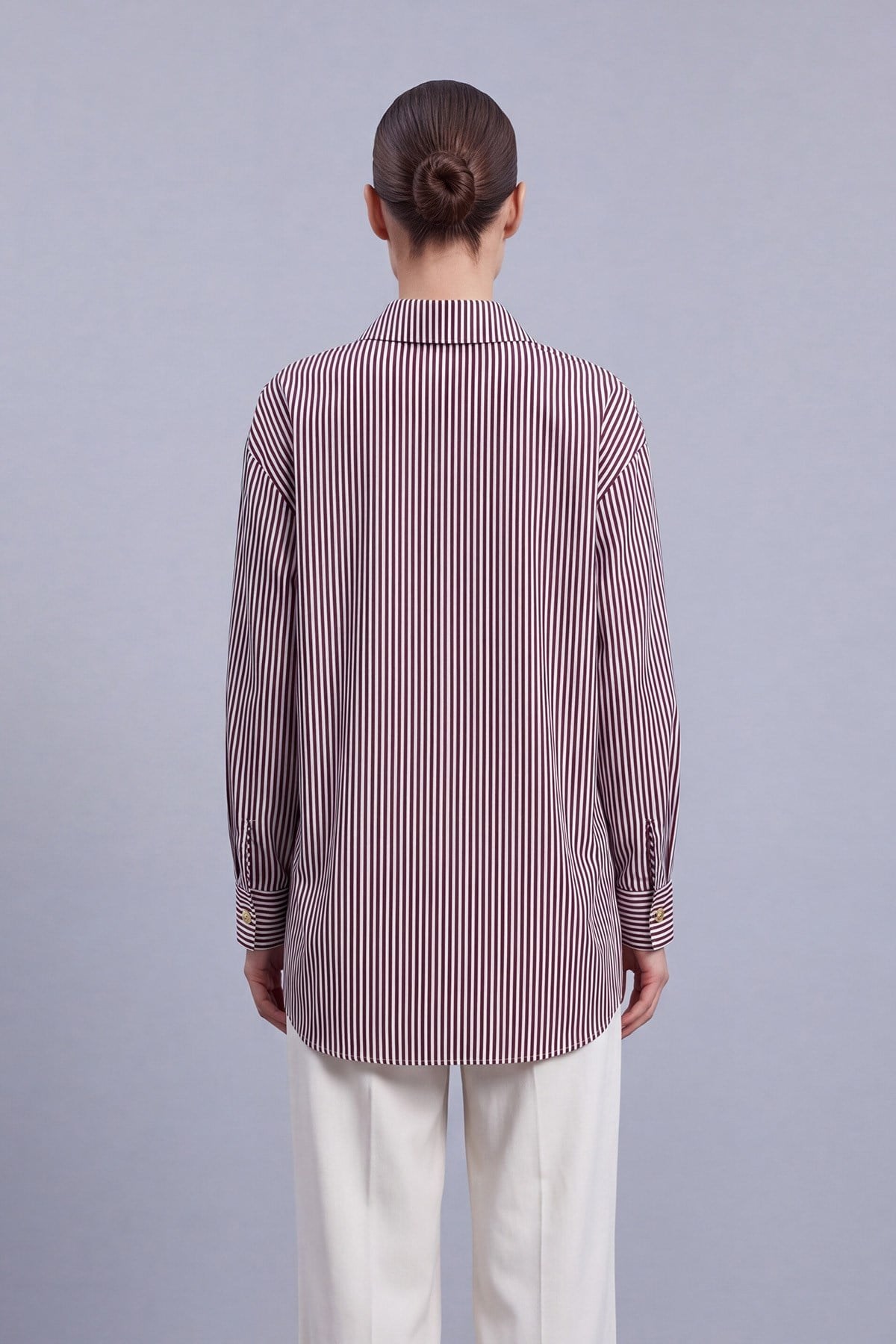 Çizgili Dantel Detaylı Tunik 10787 Burgundy Tunik PUANE 