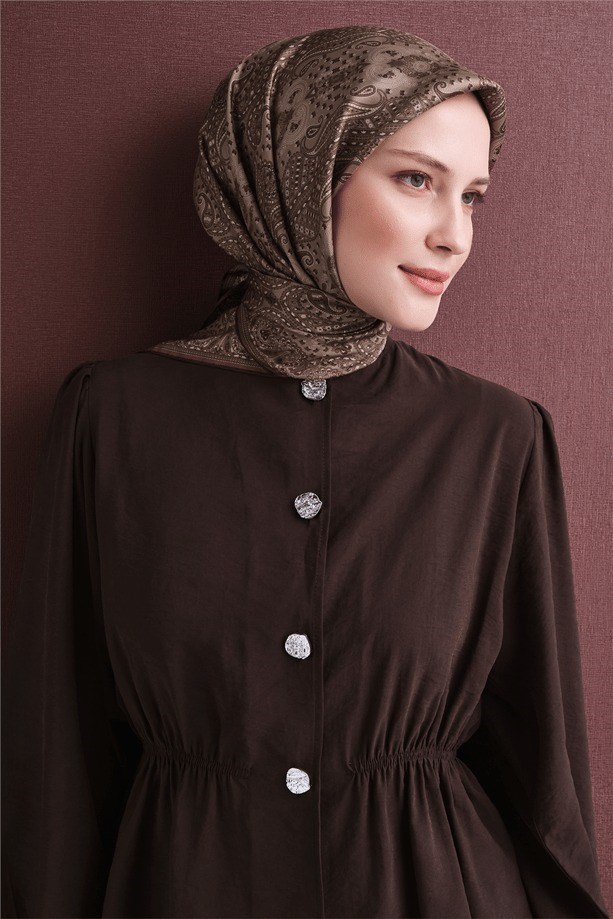 Armine Dj Saf Twill İpek Eşarp 9631D (T) - Toprak Eşarp ARMİNE 