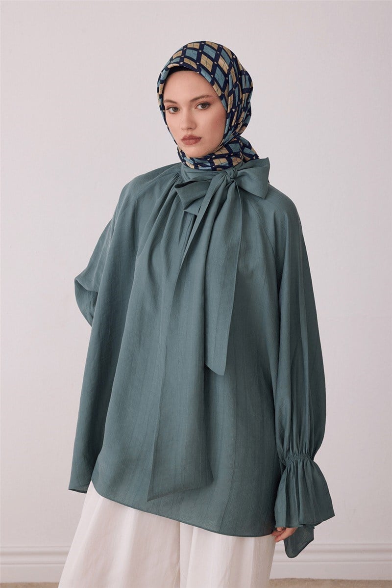 Belli 4408 Art Deco Blok Geometrik %100 Twill İpek Eşarp - Lacivert Eşarp BELLI 