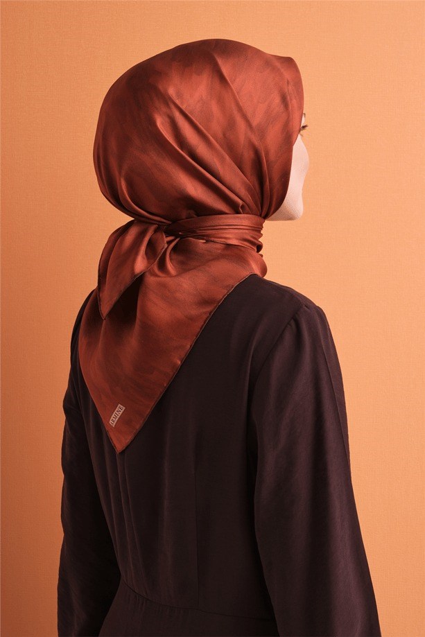 Armine Dj Saf Twill İpek Eşarp 9630D (T) - Kiremit Eşarp ARMİNE 