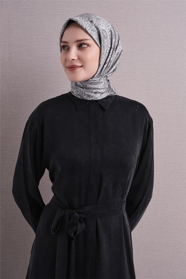 Armine Dj Saf Twill İpek Eşarp 9631D (T) - Gri Eşarp ARMİNE 
