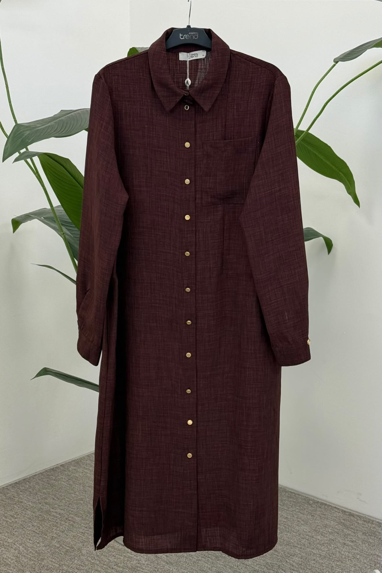 Armine Trend 26KT461 Düğme Detaylı Uzun Tunik Bordo Tunik ARMİNE TREND 