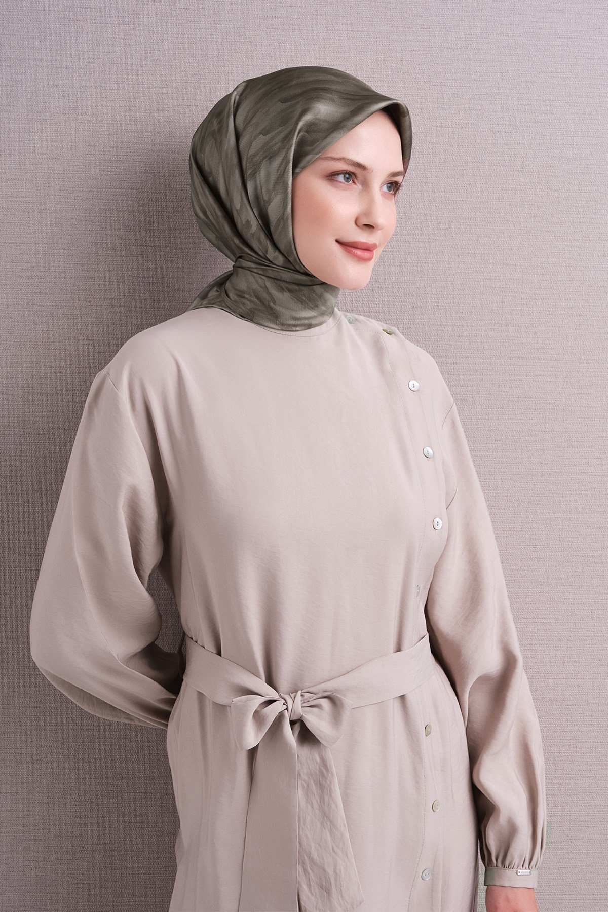 Armine Dj Saf Twill İpek Eşarp 9630D (T) - Gri Eşarp ARMİNE 