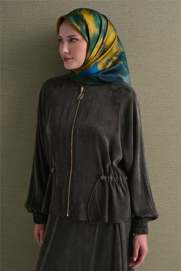 Armine Dj Saf Twill İpek Eşarp 9606D (T) - Zümrüt Eşarp ARMİNE 