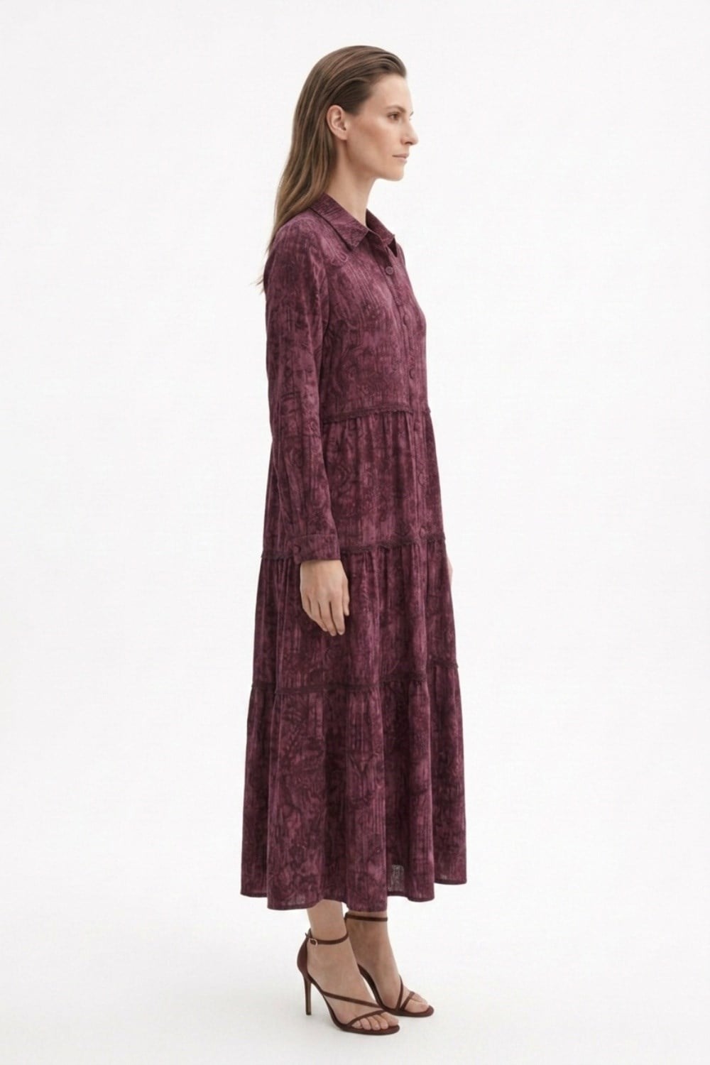 Ghisa Elbise 4406 Bordo Desenli Elbise GHİSA 