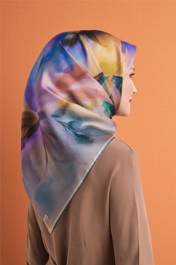 Armine Dj Saf Twill İpek Eşarp 9603D (T) - Yeşil Eşarp ARMİNE 