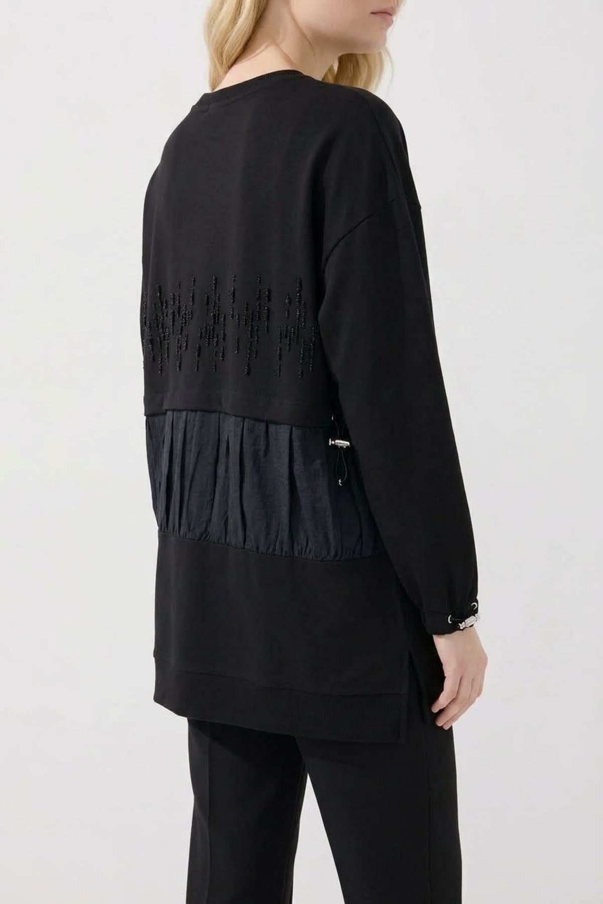 Dik Taş Baskılı Tunik 10825 Siyah Tunik PUANE 