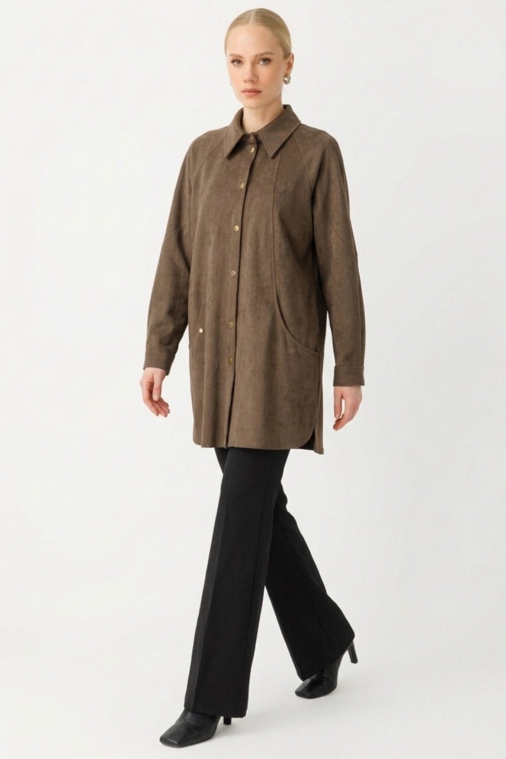 Armine Trend 26KA417 Gizli Cep Detaylı Tunik Haki Tunik ARMİNE TREND 
