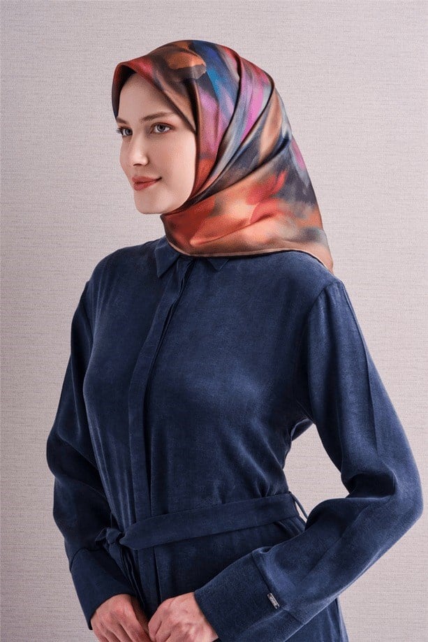 Armine Dj Saf Twill İpek Eşarp 9603D (T) - Siyah Eşarp ARMİNE 