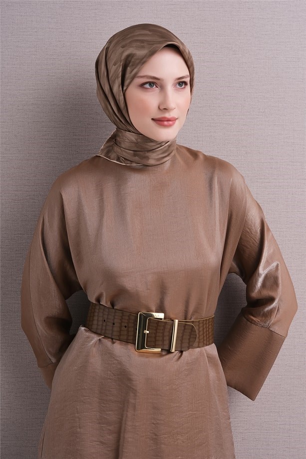 Armine Dj Saf Twill İpek Eşarp 9630D (T) - Sütlü Kahve Eşarp ARMİNE 