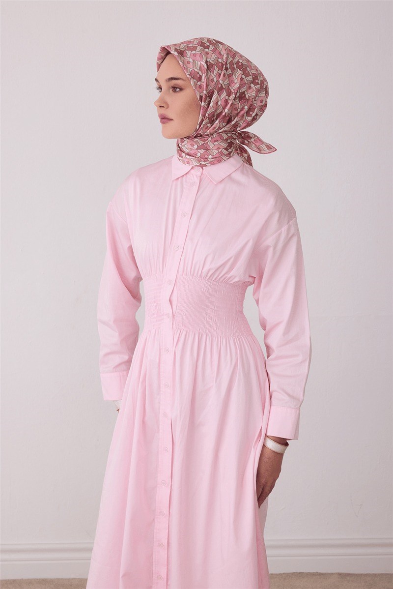 Belli 4402 Prizma Kafes Geometrik %100 Twill İpek Eşarp - Toz Pembe Eşarp BELLI 