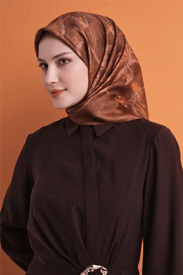 Armine Dj Saf Twill İpek Eşarp 9600D (T) - Tarçın Eşarp ARMİNE 