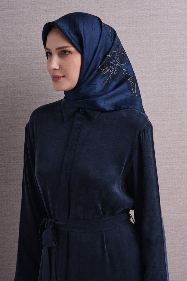 Armine Dj Saf Twill İpek Eşarp 9617D (T) - Lacivert Eşarp ARMİNE 
