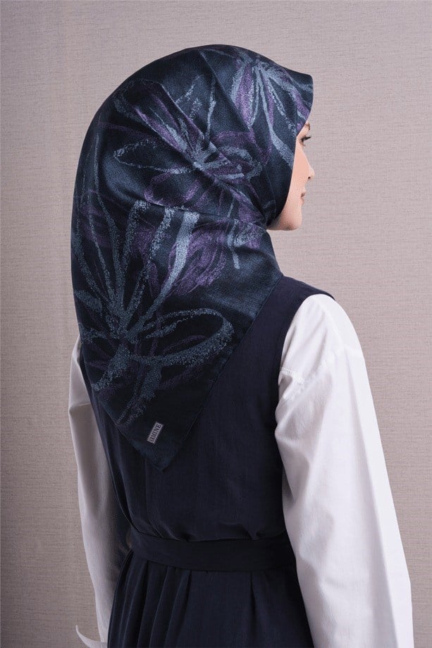 Armine Dj Saf Twill İpek Eşarp 9600D (T) - Lacivert Eşarp ARMİNE 