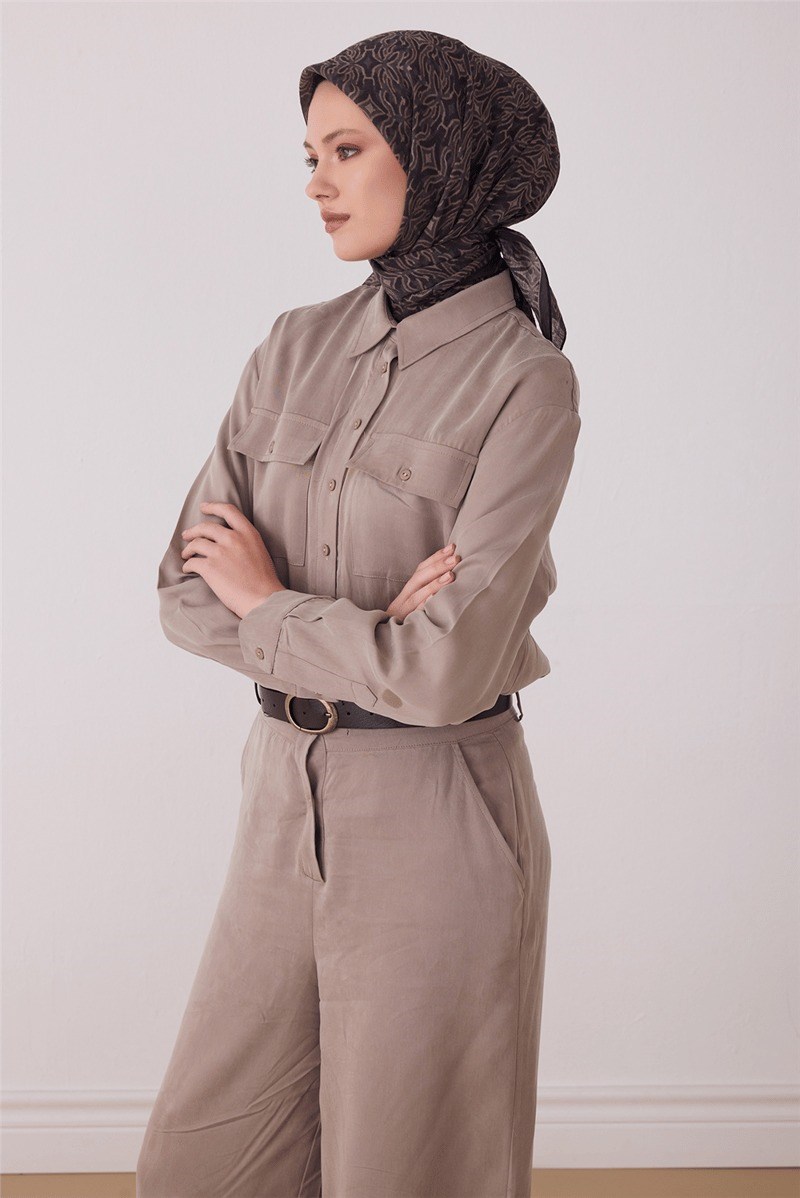 Belli 5283 Soyut Desenli Rozy Eşarp Siyah Eşarp BELLI 