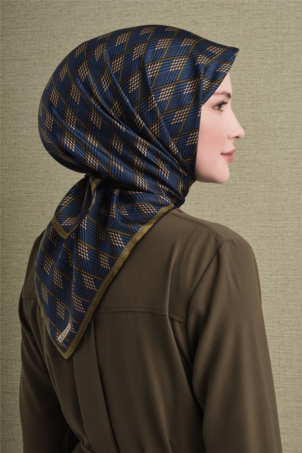 Armine Dj Saf Twill İpek Eşarp 9626D (T) - Yağ Yeşili Eşarp ARMİNE 
