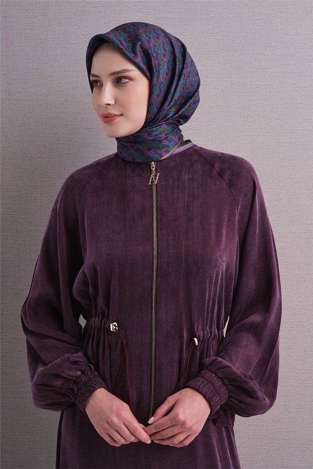 Armine Dj Saf Twill İpek Eşarp 9604D (T) - Morcivert Eşarp ARMİNE 