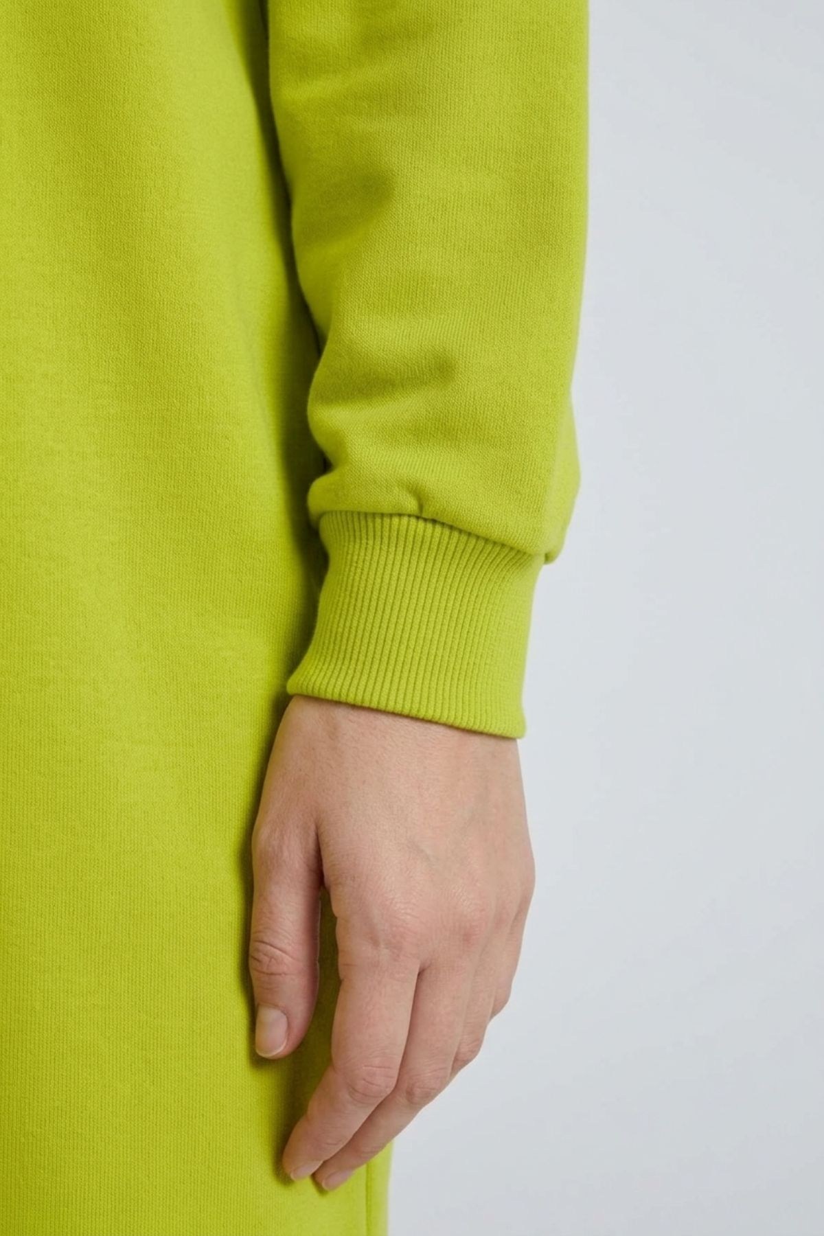 Tonaton Nakışlı Uzun Basıc S-Shırt 0034436 Lime Tunik İKOLL 