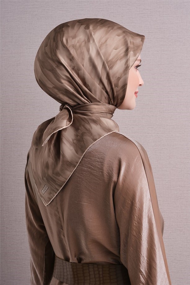 Armine Dj Saf Twill İpek Eşarp 9630D (T) - Sütlü Kahve Eşarp ARMİNE 