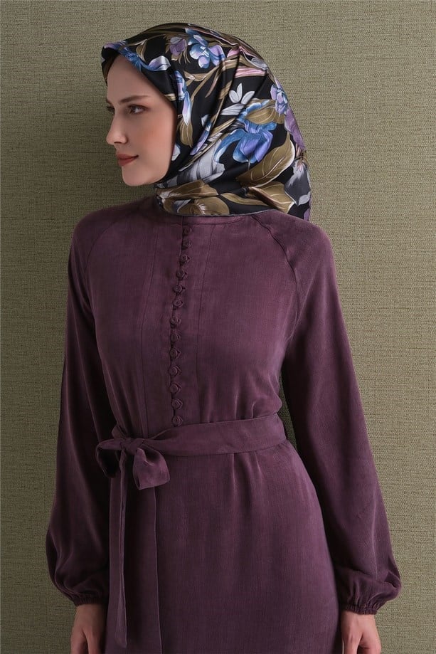 Armine Dj Saf Jakar İpek Eşarp 9608D (J) - Mor Eşarp ARMİNE 
