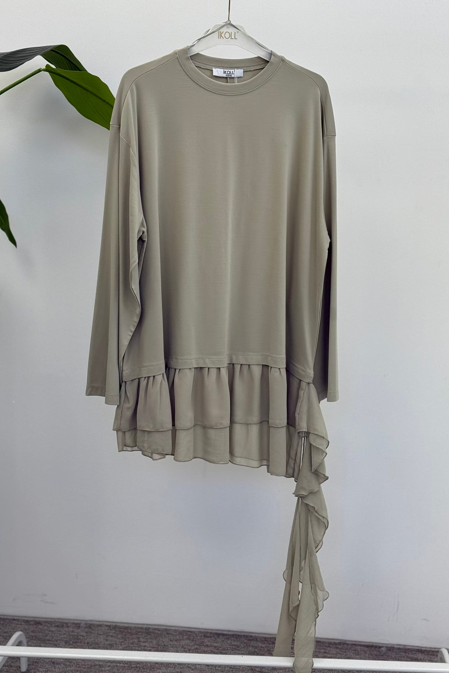 Şifon Garnili Tunik 0037577 - Açık Çağla Tunik İKOLL 