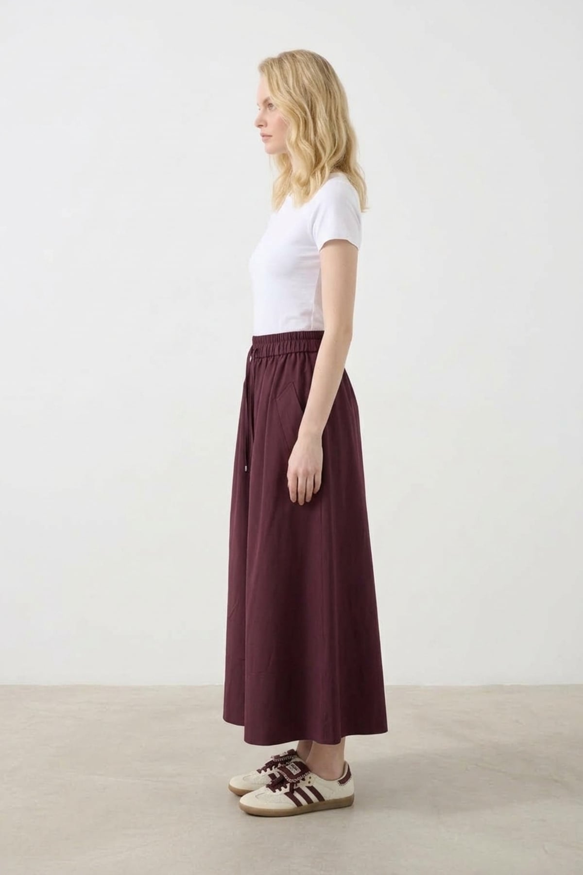 Sentez 5813 Lizzy Cep Detaylı Kloş Etek Bordo Etek SENTEZ 