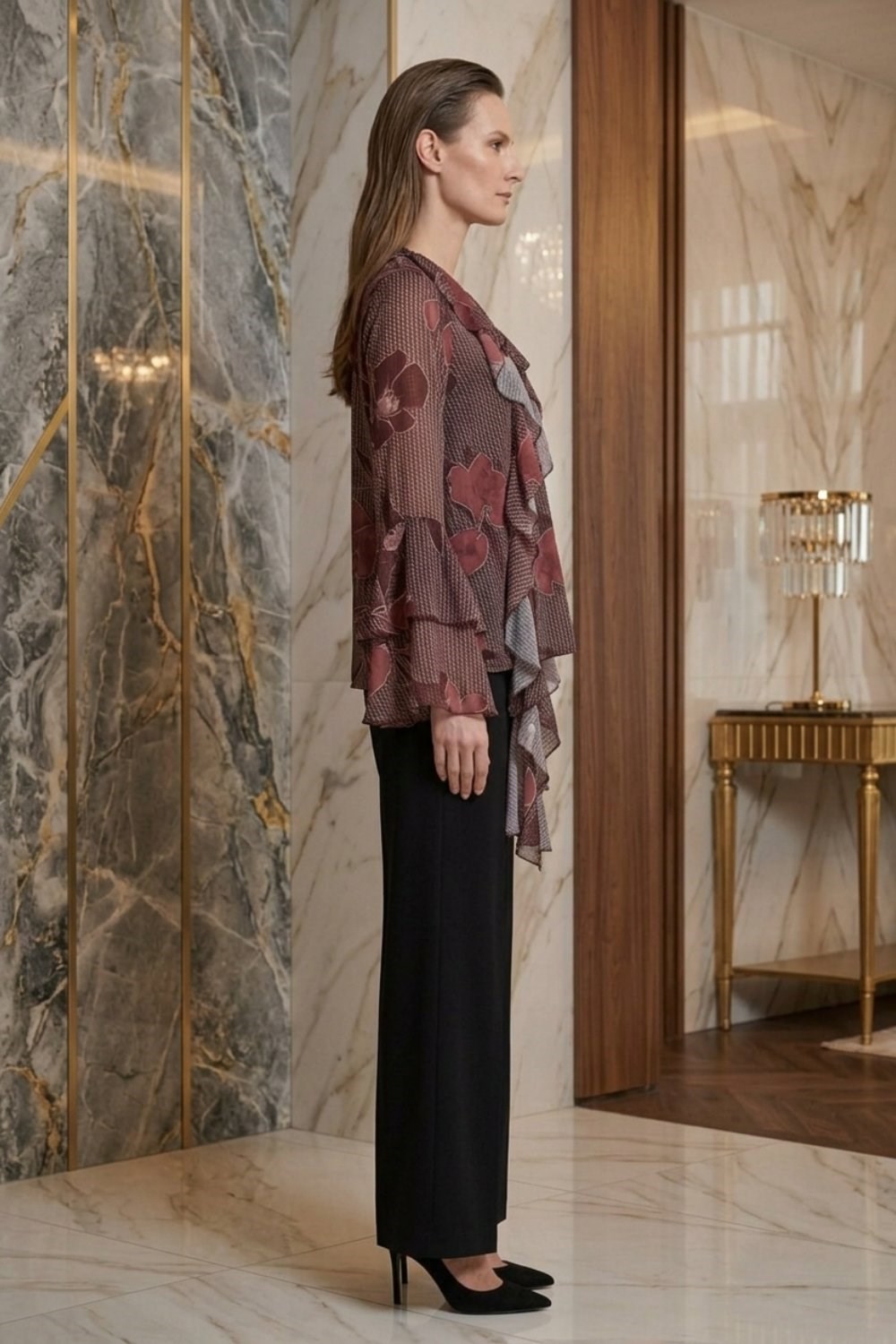 Ghisa Tunik 4493 Bordo Desenli Tunik GHİSA 