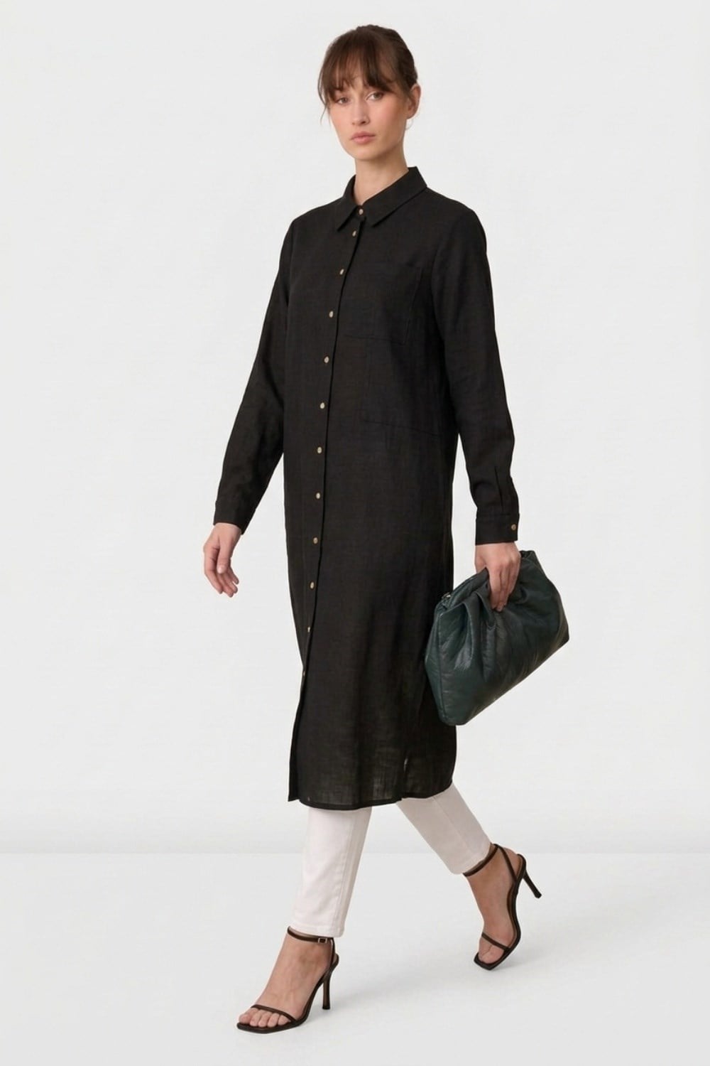Armine Trend 26KT461 Düğme Detaylı Uzun Tunik Siyah Tunik ARMİNE TREND 