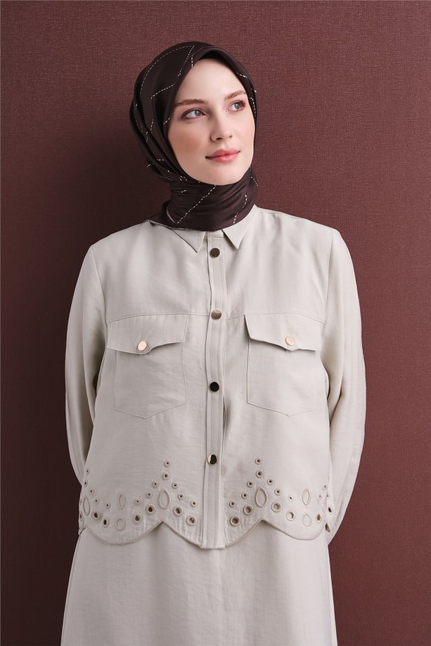 Armine Dj Saf Twill İpek Eşarp 9642D (T) - Kahve Eşarp ARMİNE 