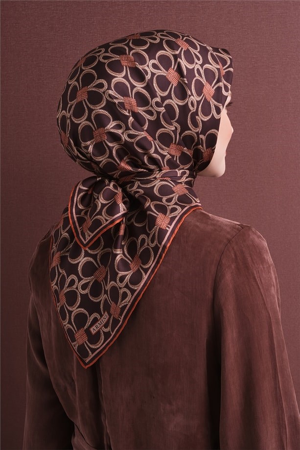 Armine Dj Saf Twill İpek Eşarp 9638D (T) - Kahve Eşarp ARMİNE 