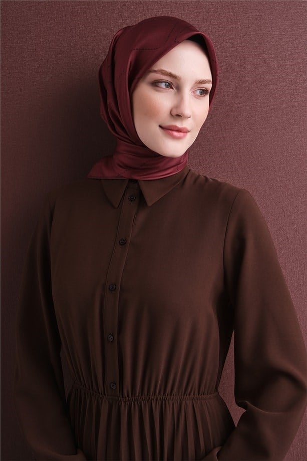 Armine Dj Saf Twill İpek Eşarp 9642D (T) - Bordo Eşarp ARMİNE 