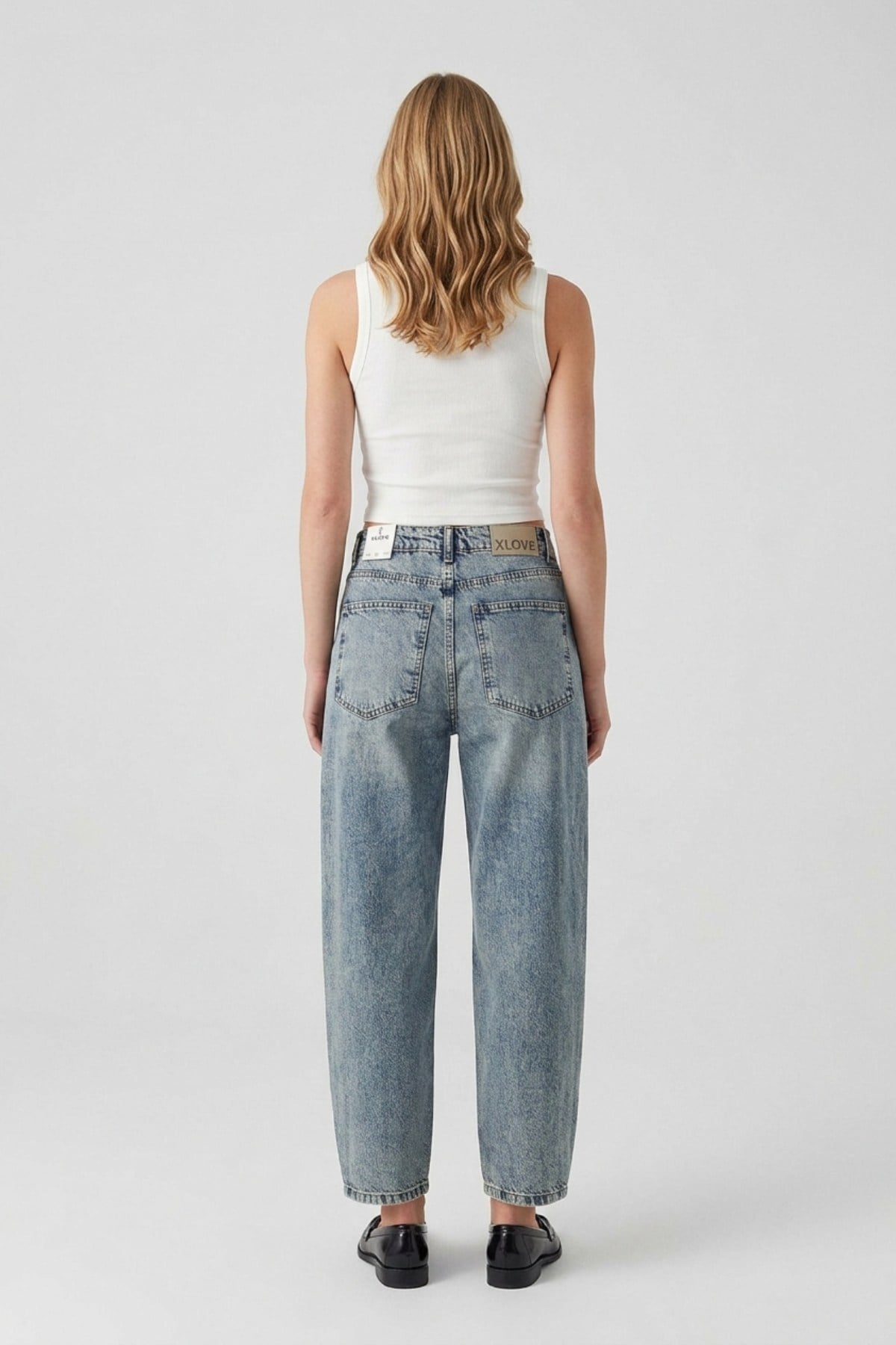 Likrasız Mom Kot Pantolon 7057 Açık Mavi - Tintli Pantolon XLove Jeans 