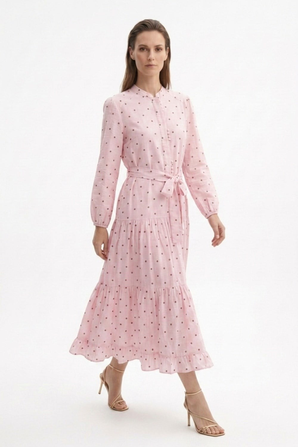 Puantiyeli Elbise 1602 - Pembe Elbise STELLA STORE 